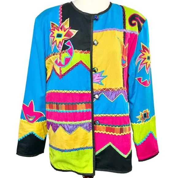 Vintage Draper's & Damon's Womens Size M Embroidered Patchwork Jacket Blazer - Picture 6 of 15